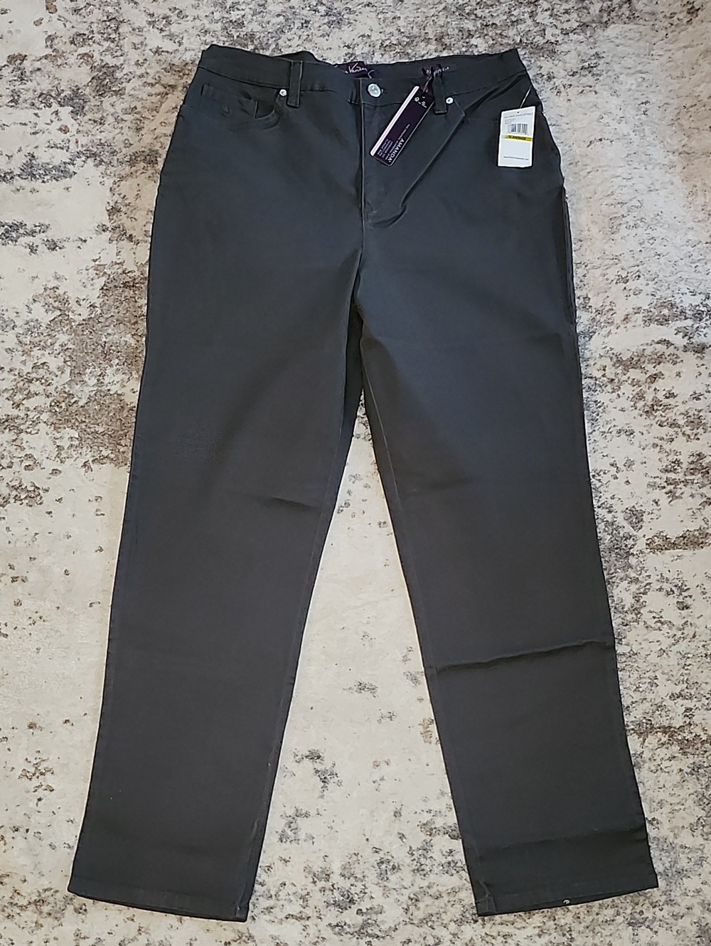NWT Gloria Vanderbilt Women's Grey Straight-Leg Chinos Size 14